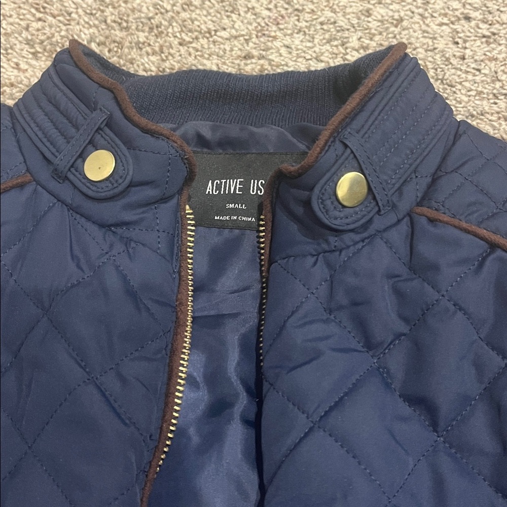 Active USA Dark Blue Quilted Vest with Gold Accents - Picture 3 of 7